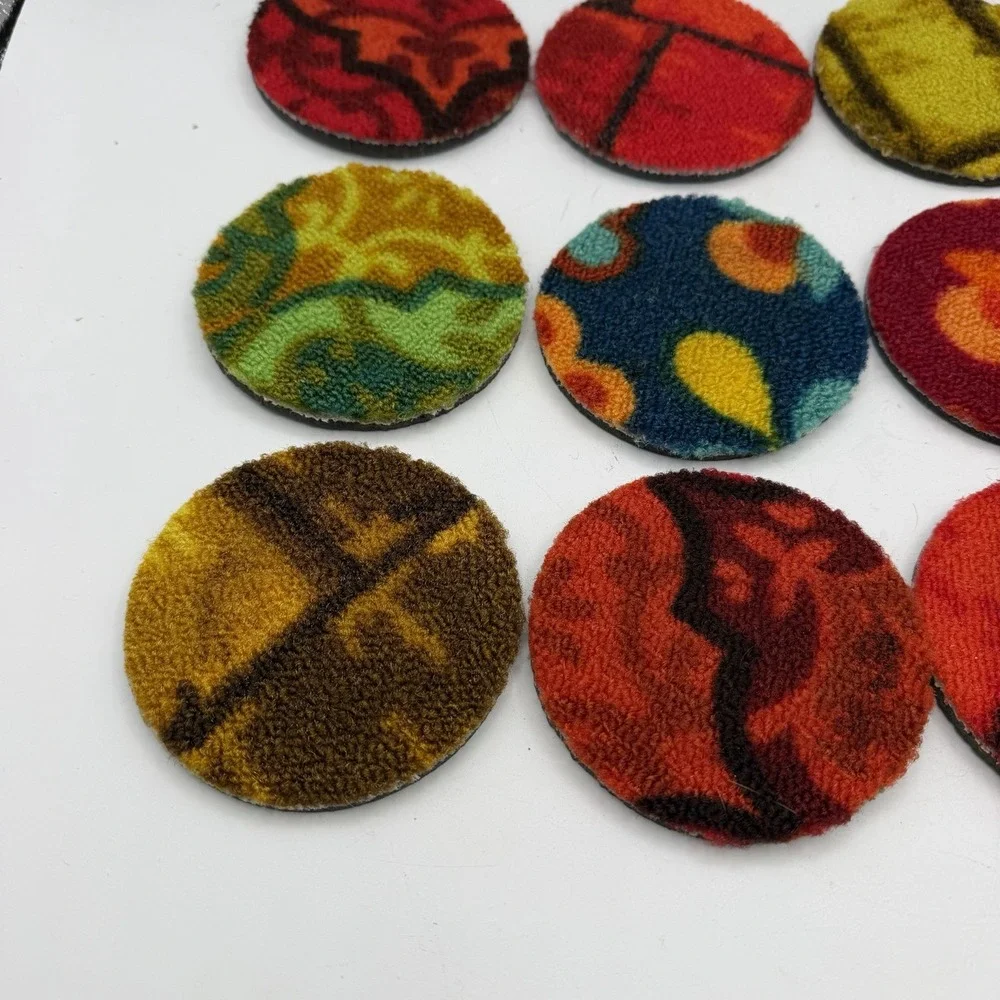 Vintage Set of 12 Bigelow Carpet Coasters MCM Retro Barware Colorful 3.75